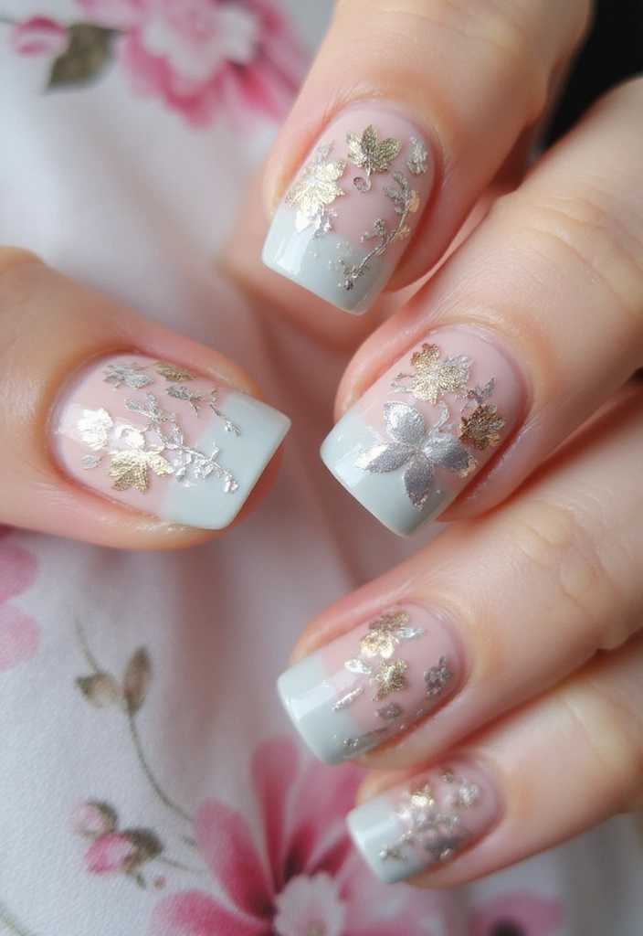 10 Jaw-Dropping Metallic Nail Ideas You Need to Try This Season (Spoiler: #3 Is a Showstopper!) - 9. Metallic Floral Accents