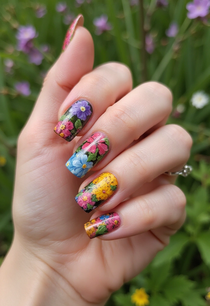 12 Colorful Spring Nail Designs for 2025 That Will Brighten Your Day! - 2. Floral Fantasy