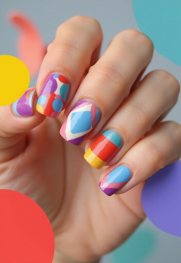 12 Colorful Spring Nail Designs for 2025 That Will Brighten Your Day! - 3. Geometric Glam