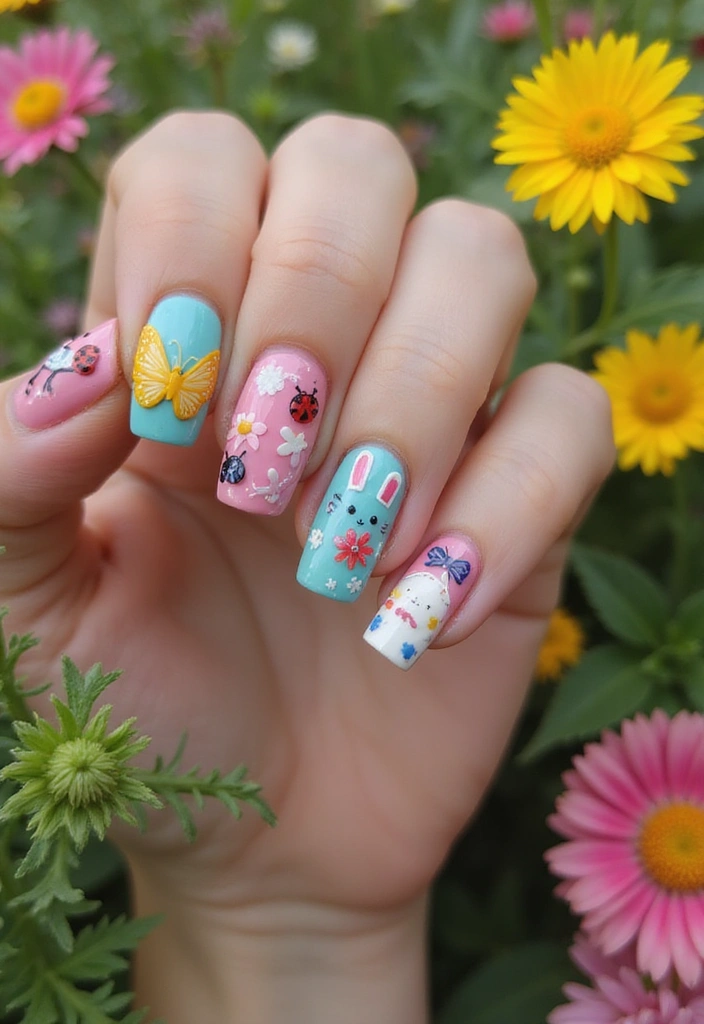 12 Colorful Spring Nail Designs for 2025 That Will Brighten Your Day! - 9. Whimsical Creatures