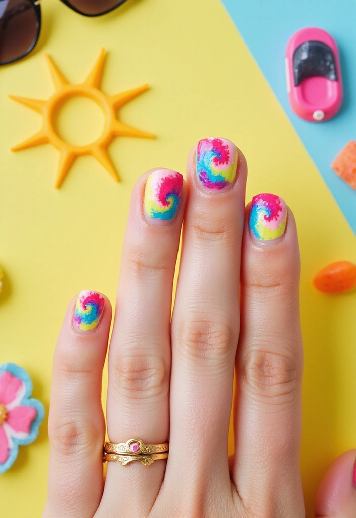 12 Unique French Tip Variations That Will Have Everyone Asking Where You Got Them! - 12. Tie-Dye French Tips
