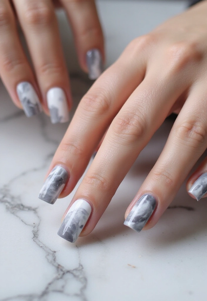 12 Unique French Tip Variations That Will Have Everyone Asking Where You Got Them! - 7. Marble French Tips