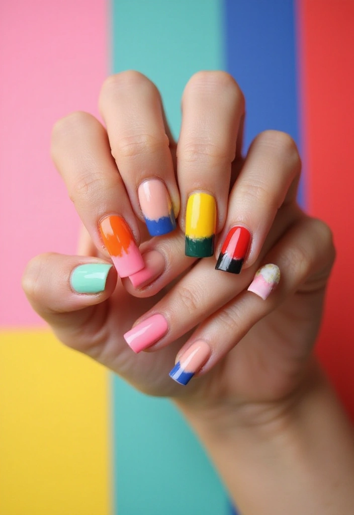 12 Unique French Tip Variations That Will Have Everyone Asking Where You Got Them! - 8. Color Block French Tips