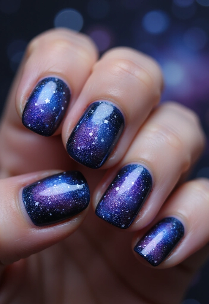 15 Celestial Nail Designs That Will Have You Dreaming of the Cosmos! - 1. Midnight Galaxy