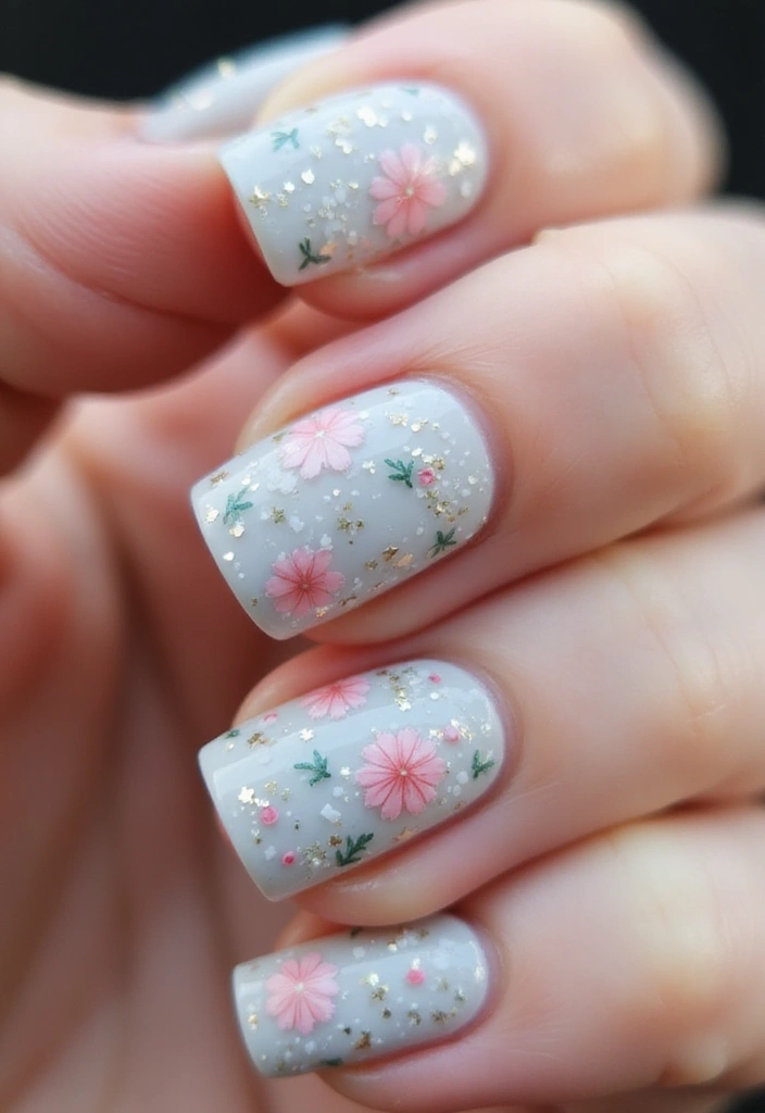 15 Celestial Nail Designs That Will Have You Dreaming of the Cosmos! - 10. Celestial Floral