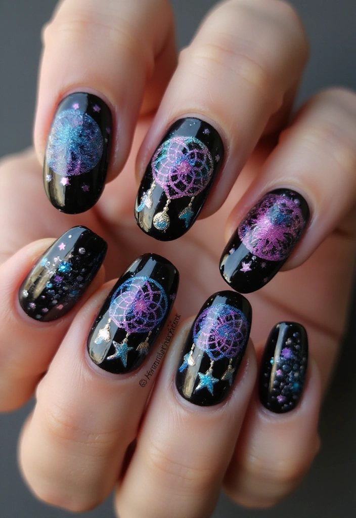 15 Celestial Nail Designs That Will Have You Dreaming of the Cosmos! - 13. Celestial Dreamcatcher