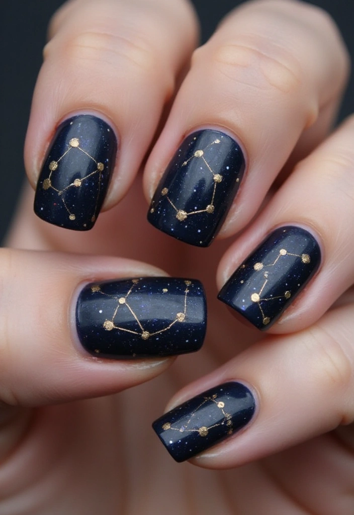 15 Celestial Nail Designs That Will Have You Dreaming of the Cosmos! - 3. Zodiac Constellations
