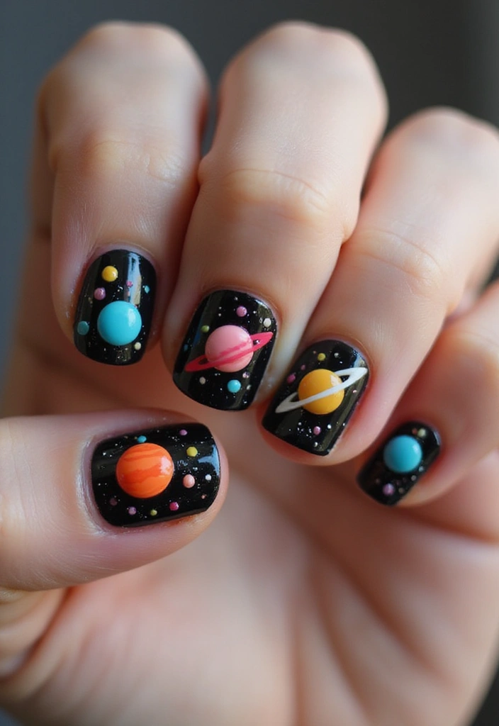 15 Celestial Nail Designs That Will Have You Dreaming of the Cosmos! - 7. Solar System