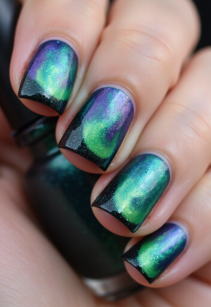 15 Celestial Nail Designs That Will Have You Dreaming of the Cosmos! - 8. Aurora Borealis