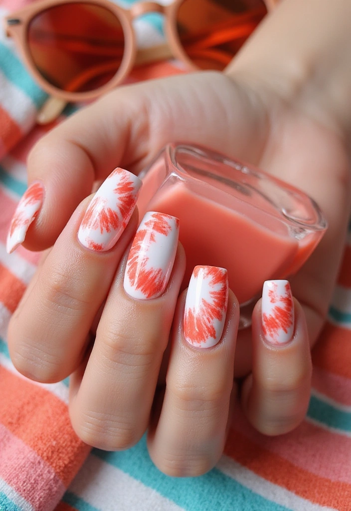 15 Coral Nail Art Designs That Will Make Your Summer So Much Brighter! - 10. Coral Tie-Dye Fun