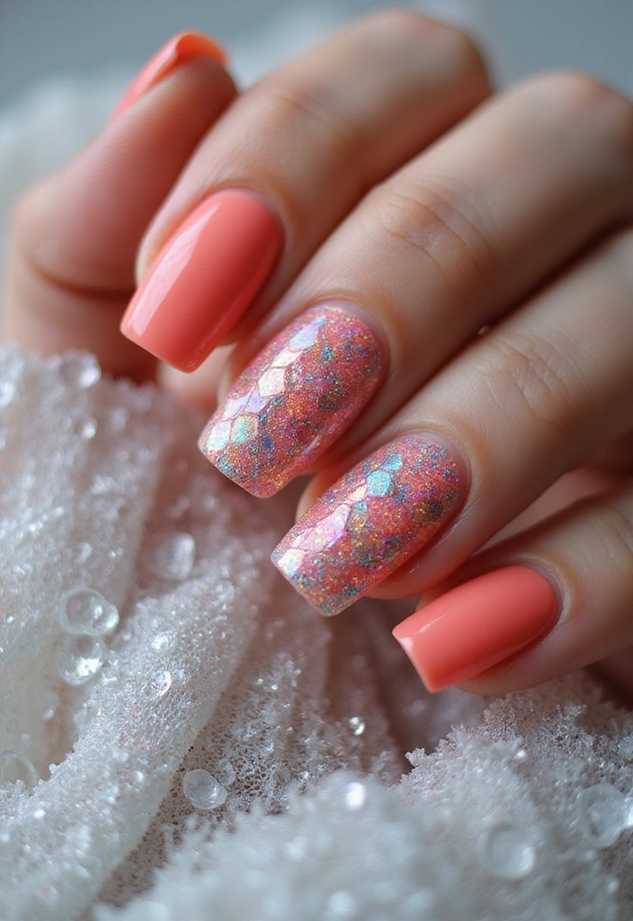 15 Coral Nail Art Designs That Will Make Your Summer So Much Brighter! - 12. Coral Mermaid Scales