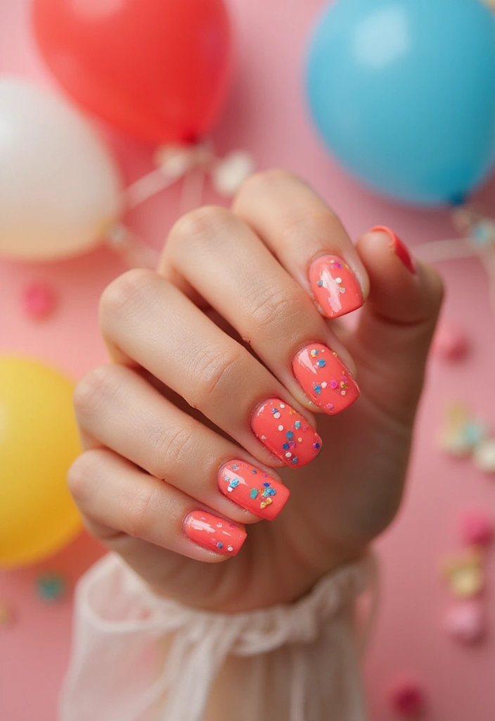 15 Coral Nail Art Designs That Will Make Your Summer So Much Brighter! - 13. Coral Confetti