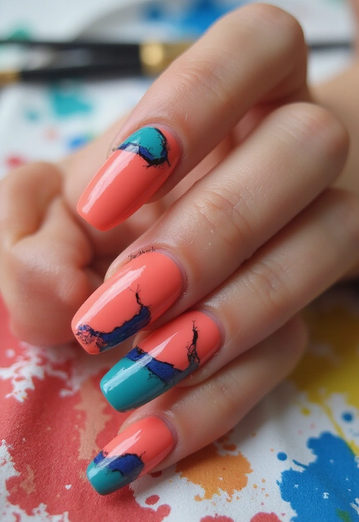 15 Coral Nail Art Designs That Will Make Your Summer So Much Brighter! - 14. Coral Abstract Art