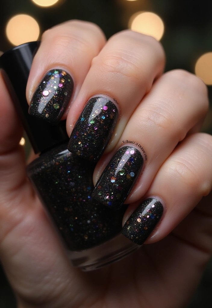 15 Dark Nail Trends You Must Try This Season (Prepare for #9 to Blow Your Mind!) - 15. Textured Glitter: A Sparkling Finish