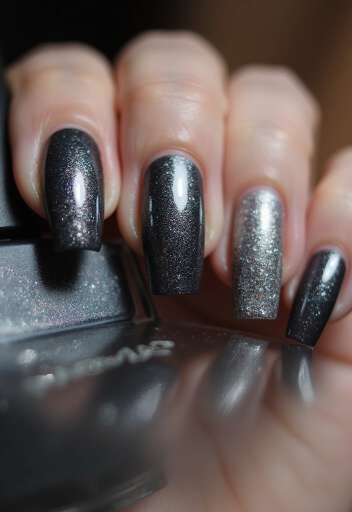 15 Dark Nail Trends You Must Try This Season (Prepare for #9 to Blow Your Mind!) - 5. Edgy Metallics: Dark Silver and Gunmetal