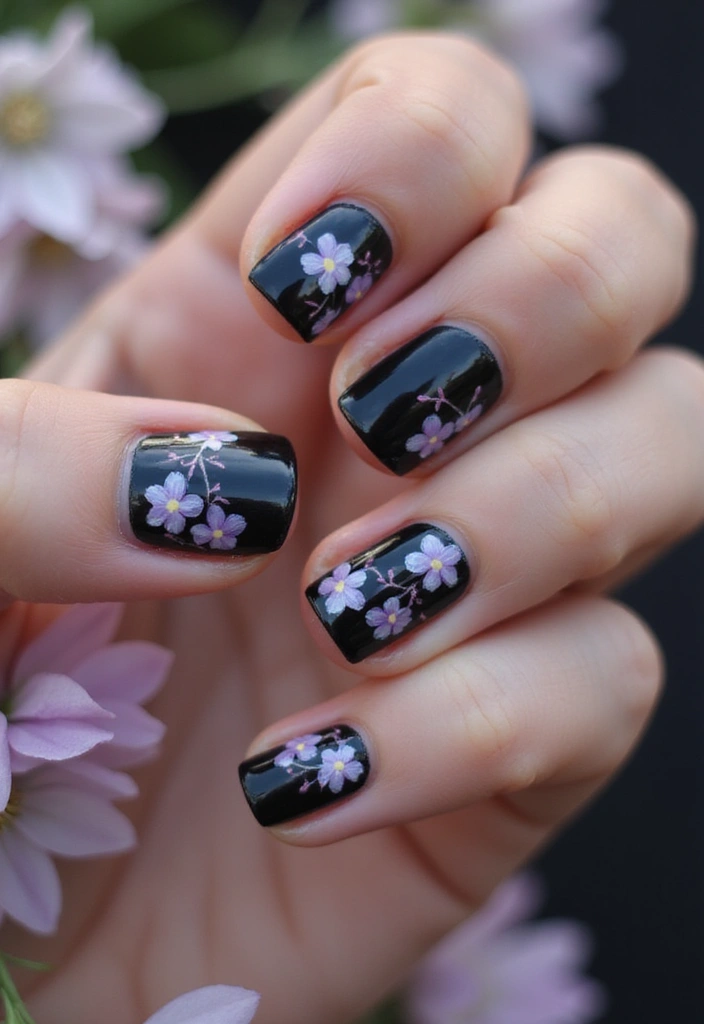 15 Dark Nail Trends You Must Try This Season (Prepare for #9 to Blow Your Mind!) - 6. Dark Floral: A Touch of Nature