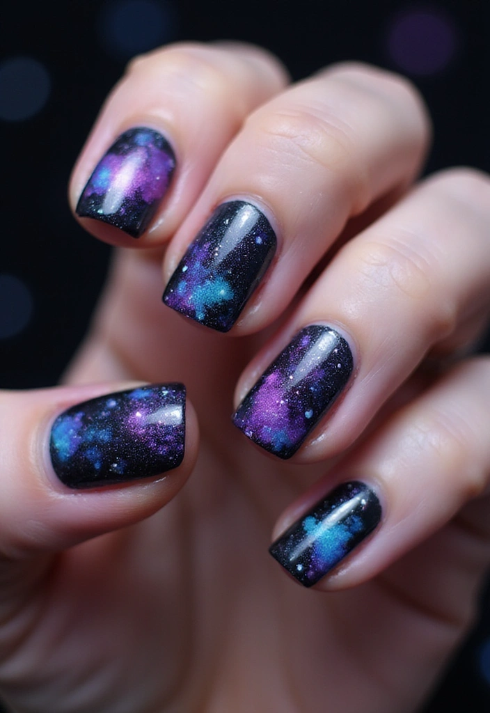 15 Mind-Blowing Chameleon Glitter Nail Ideas to Try in 2025 (You Won't Want to Miss #8!) - 2. Galaxy Nails