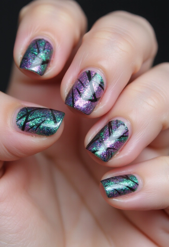 15 Mind-Blowing Chameleon Glitter Nail Ideas to Try in 2025 (You Won't Want to Miss #8!) - 6. Geometric Glam