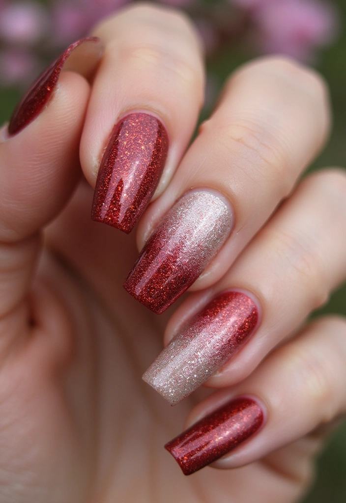 15 Spring Nail Designs with Red Accents That Will Have Everyone Asking for Your Secret! - 10. Red Glitter Fade