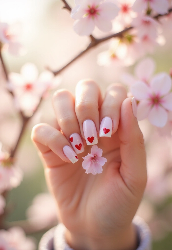 15 Spring Nail Designs with Red Accents That Will Have Everyone Asking for Your Secret! - 13. Red Heart Accents