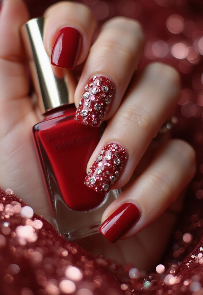 15 Spring Nail Designs with Red Accents That Will Have Everyone Asking for Your Secret! - 14. Rhinestone Accents