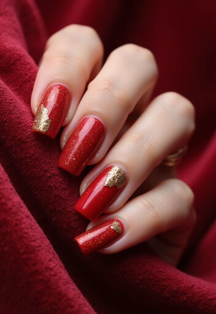 15 Spring Nail Designs with Red Accents That Will Have Everyone Asking for Your Secret! - 7. Red and Gold Glam