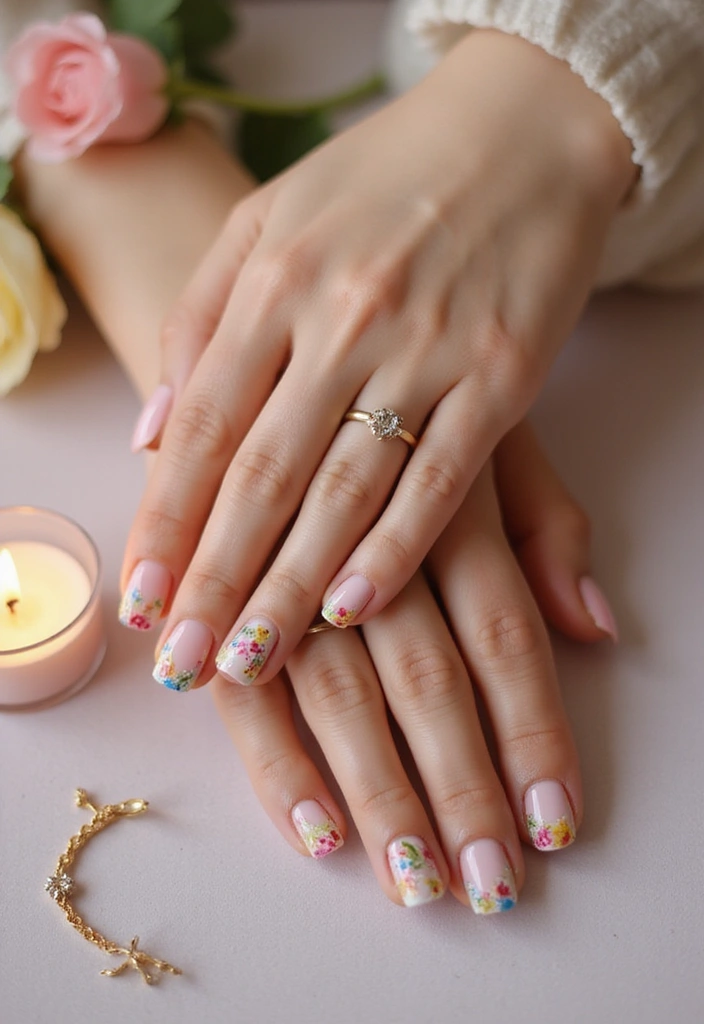 15 Stunning Floral Prints Nail Designs That Will Make You Want to Book a Manicure ASAP! - 10. Floral French Tips