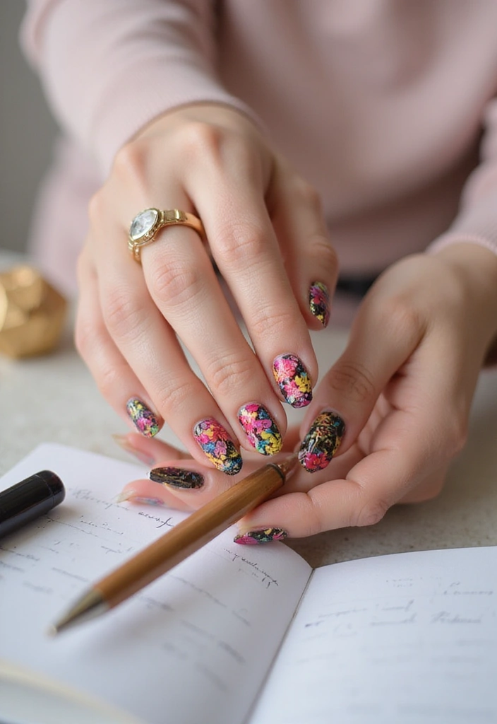 15 Stunning Floral Prints Nail Designs That Will Make You Want to Book a Manicure ASAP! - 11. Geometric Floral