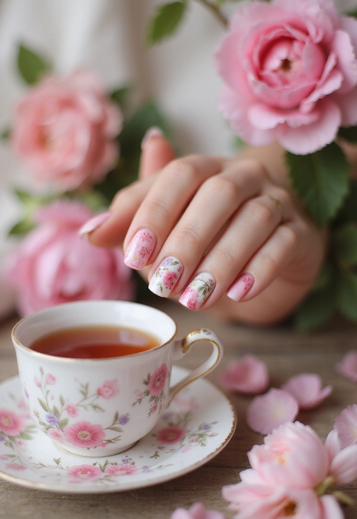 15 Stunning Floral Prints Nail Designs That Will Make You Want to Book a Manicure ASAP! - 15. Floral Gradient