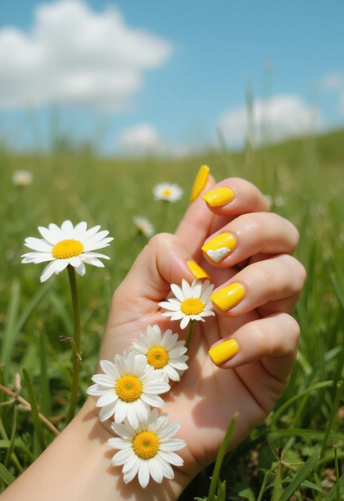 15 Stunning Floral Prints Nail Designs That Will Make You Want to Book a Manicure ASAP! - 3. Daisy Delight