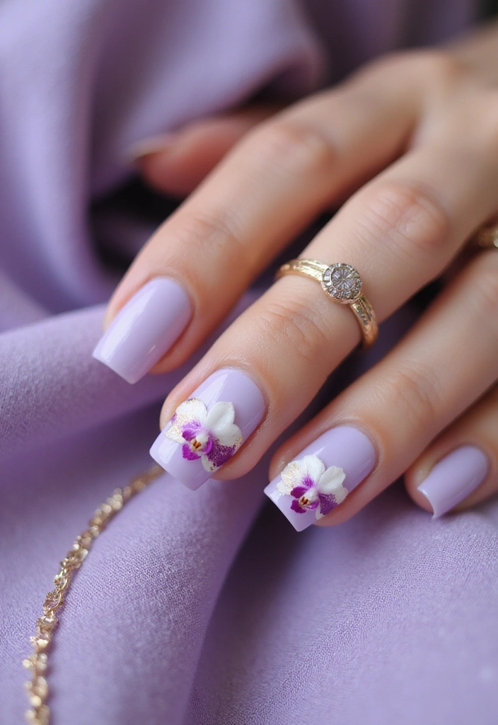 15 Stunning Floral Prints Nail Designs That Will Make You Want to Book a Manicure ASAP! - 5. Elegant Orchids