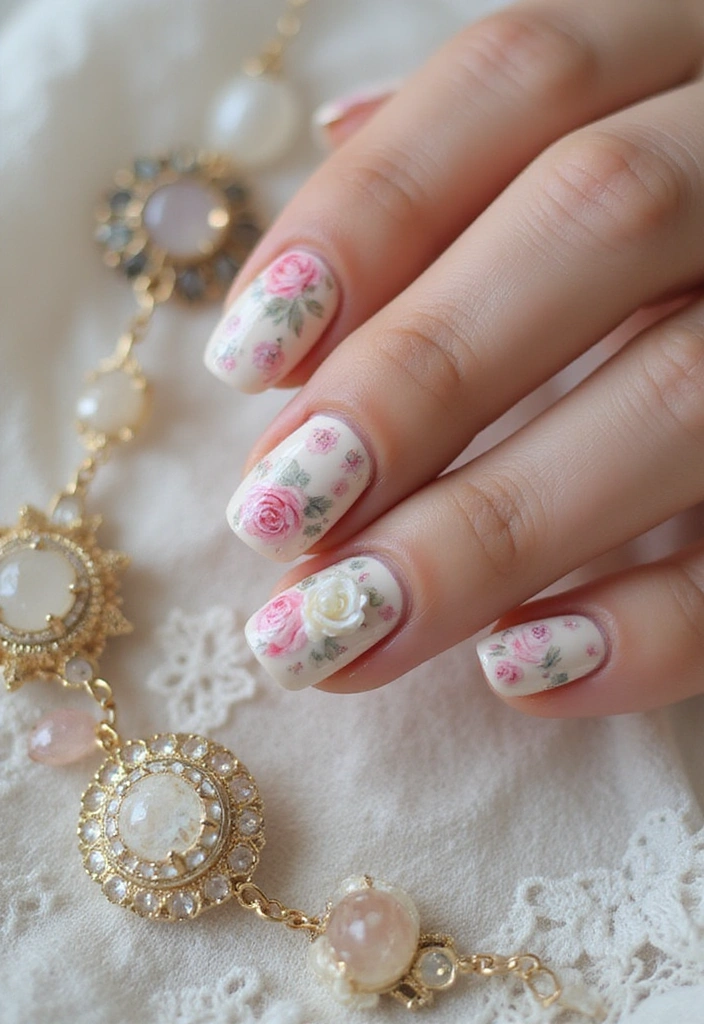 15 Stunning Floral Prints Nail Designs That Will Make You Want to Book a Manicure ASAP! - 6. Vintage Floral