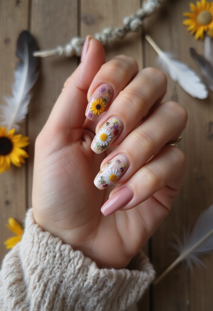 15 Stunning Floral Prints Nail Designs That Will Make You Want to Book a Manicure ASAP! - 7. Floral Boho