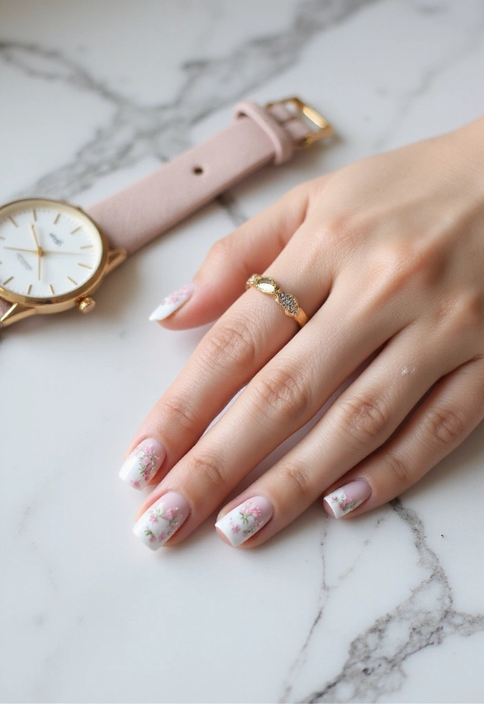 15 Stunning Floral Prints Nail Designs That Will Make You Want to Book a Manicure ASAP! - 8. Minimalist Floral