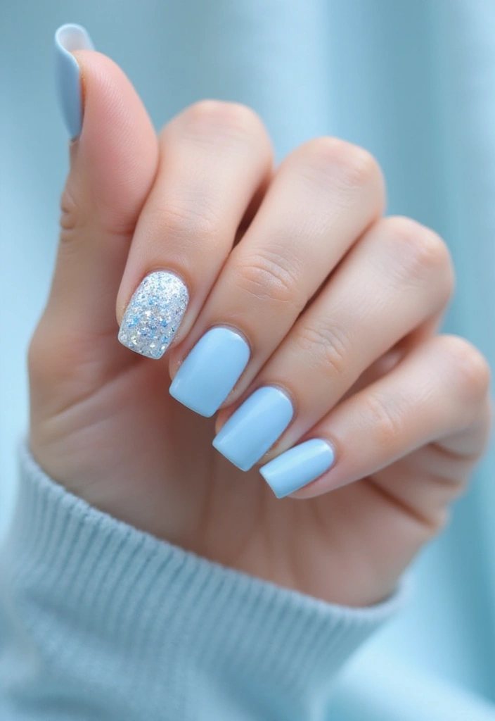 15 Stunning Light Blue Nail Designs for Spring 2025 That Will Make You Melt! - 12. Statement Accent Nail
