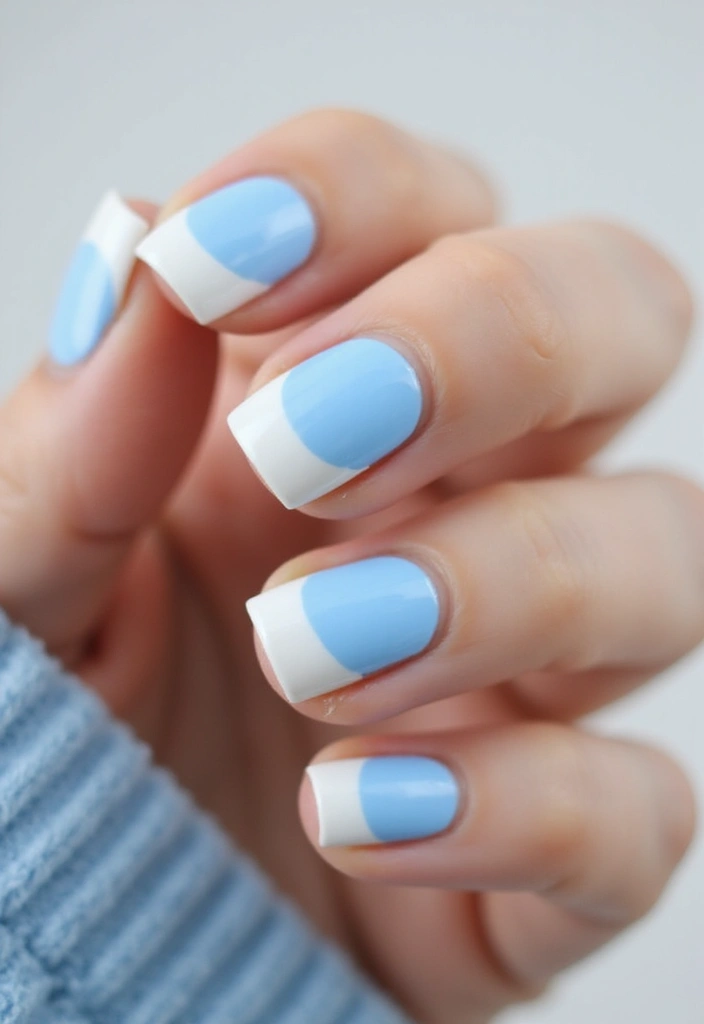 15 Stunning Light Blue Nail Designs for Spring 2025 That Will Make You Melt! - 13. Classic French Twist