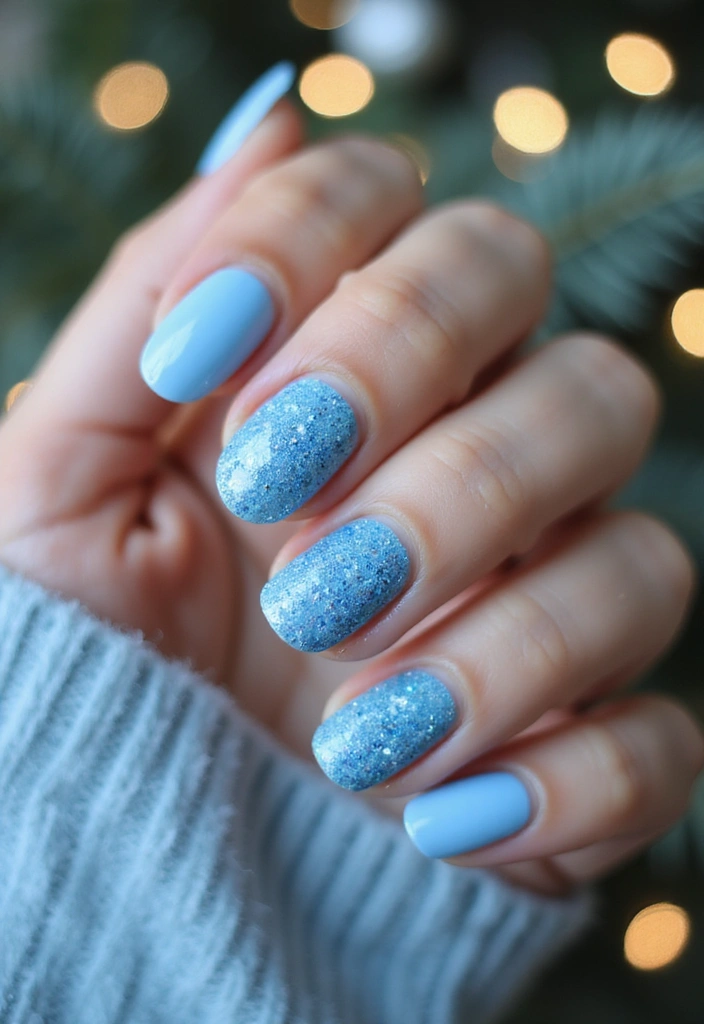 15 Stunning Light Blue Nail Designs for Spring 2025 That Will Make You Melt! - 4. Glitter Glam