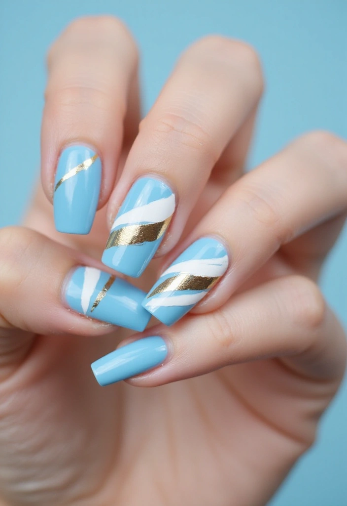 15 Stunning Light Blue Nail Designs for Spring 2025 That Will Make You Melt! - 9. Artistic Brush Strokes