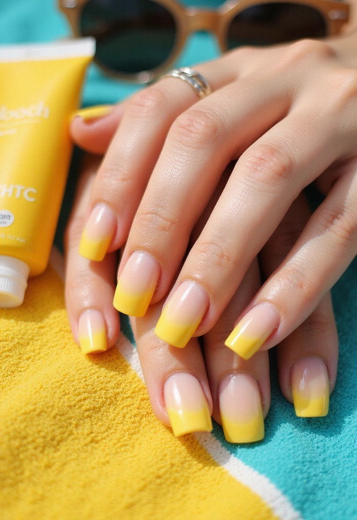 15 Stunning Yellow Nail Designs That Will Brighten Your Summer Vibes (You’ll Love #9!) - 5. Ombre Sunshine