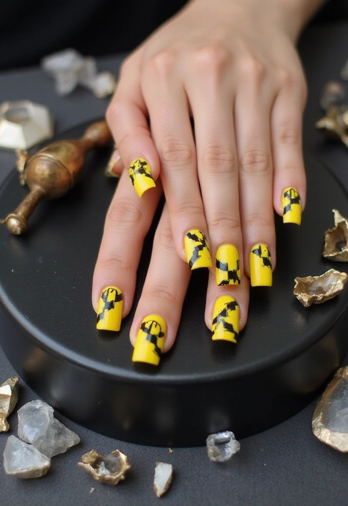 15 Stunning Yellow Nail Designs That Will Brighten Your Summer Vibes (You’ll Love #9!) - 7. Geometric Yellow Patterns