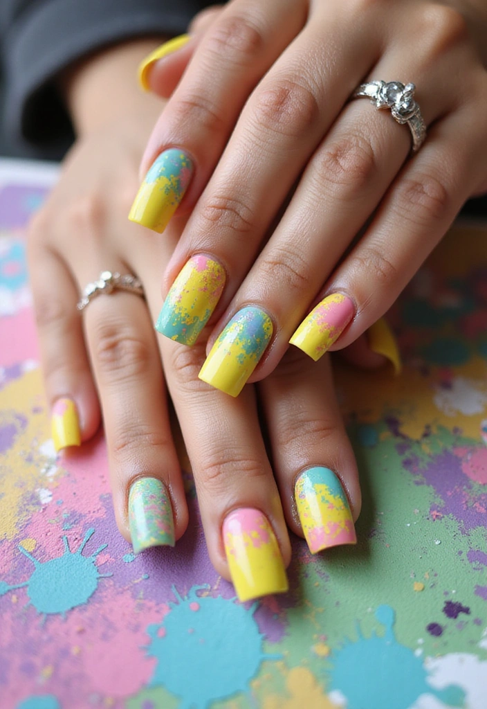 15 Stunning Yellow Nail Designs That Will Brighten Your Summer Vibes (You’ll Love #9!) - 9. Abstract Yellow Art