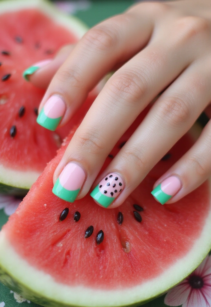 16 Delicious Fruit-Inspired Nail Designs That Are Perfect for Summer Fun! - 1. Watermelon Wonder