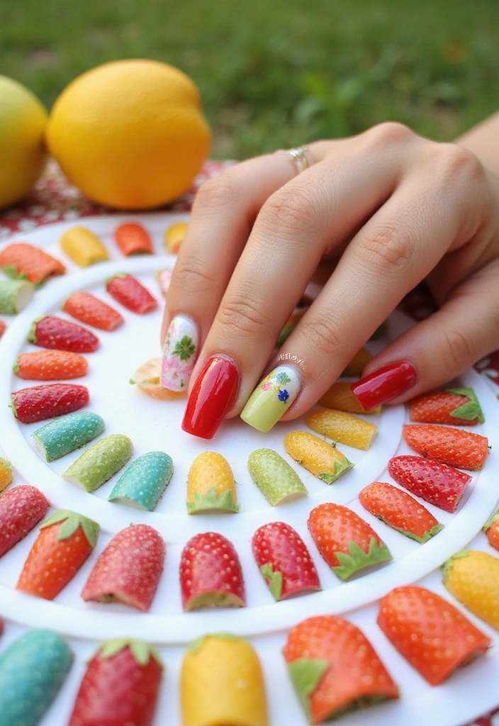 16 Delicious Fruit-Inspired Nail Designs That Are Perfect for Summer Fun! - 11. Fruity Nail Wraps