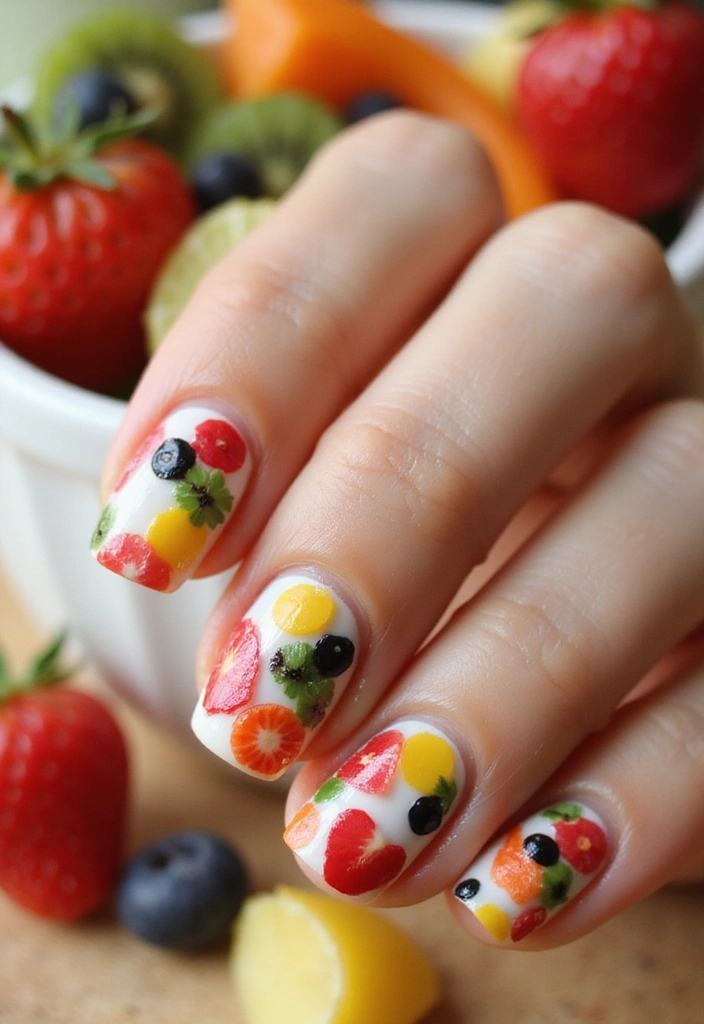 16 Delicious Fruit-Inspired Nail Designs That Are Perfect for Summer Fun! - 13. Colorful Fruit Salad