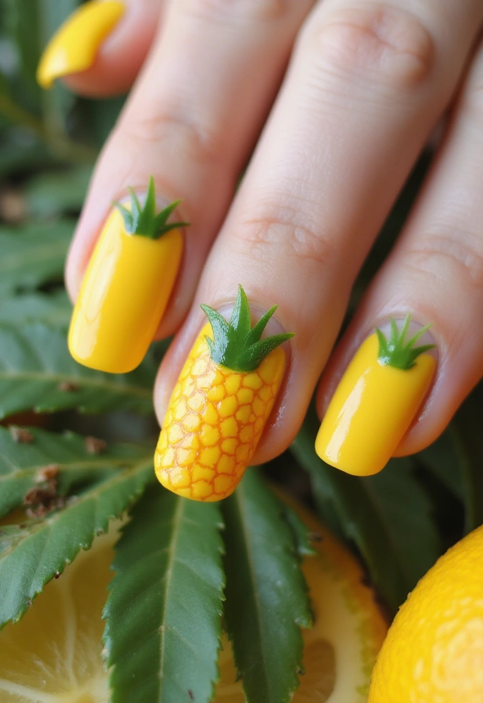 16 Delicious Fruit-Inspired Nail Designs That Are Perfect for Summer Fun! - 14. Pineapple Paradise