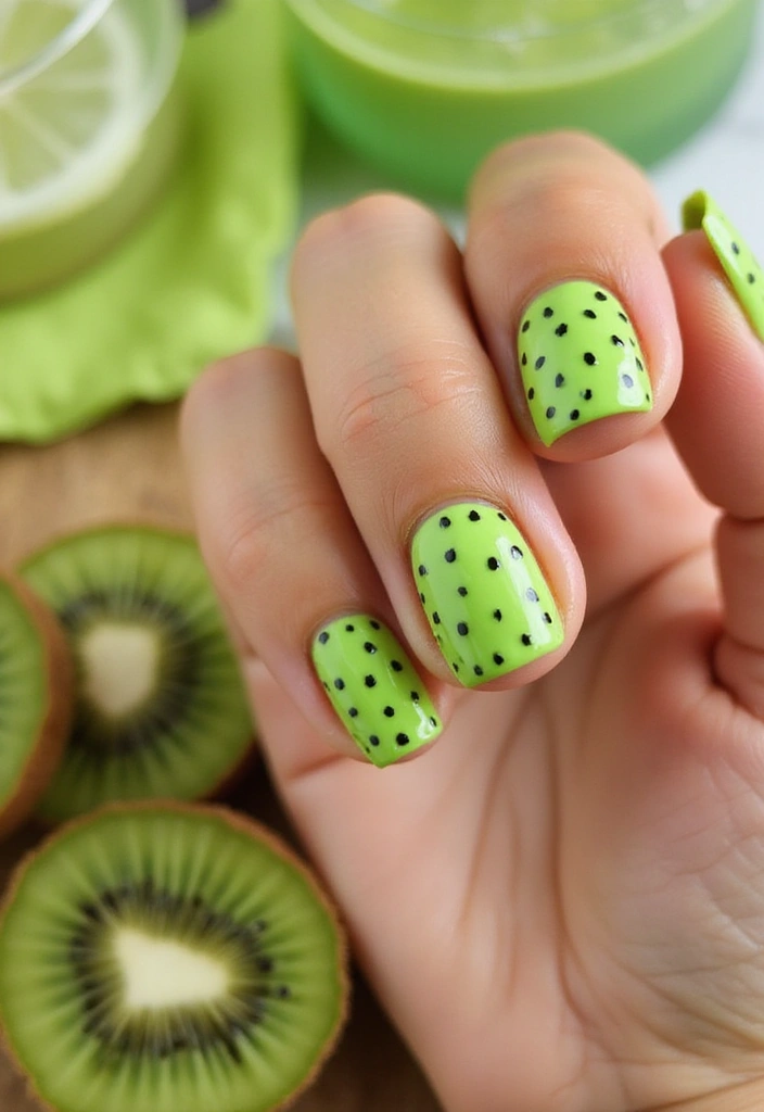 16 Delicious Fruit-Inspired Nail Designs That Are Perfect for Summer Fun! - 5. Funkiest Kiwi