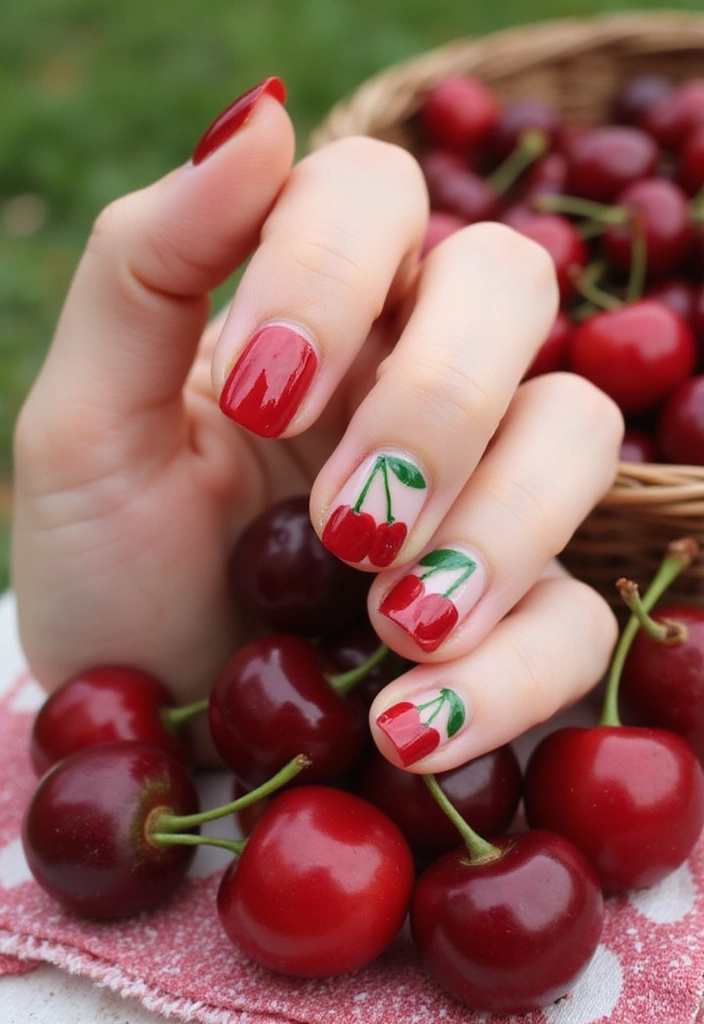 16 Delicious Fruit-Inspired Nail Designs That Are Perfect for Summer Fun! - 6. Sweet Cherry Delight