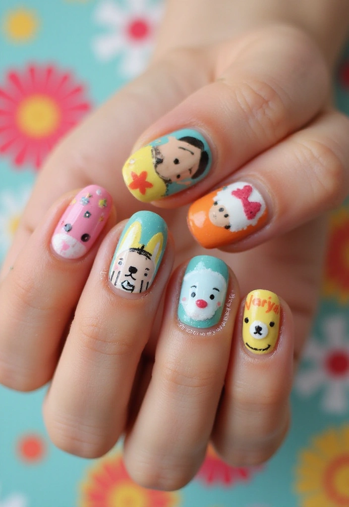 18 Graphic Nail Art Designs That Will Make You the Trendsetter of 2025! - 17. Whimsical Characters