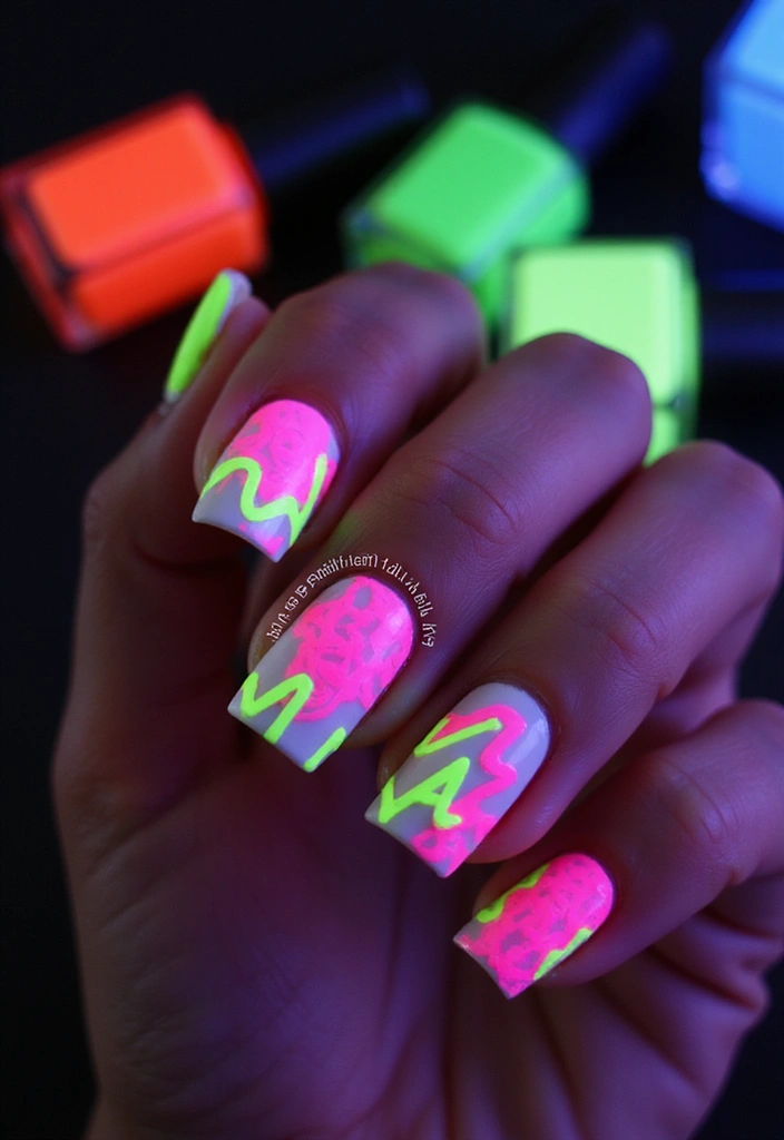 18 Graphic Nail Art Designs That Will Make You the Trendsetter of 2025! - 8. Neon Lights