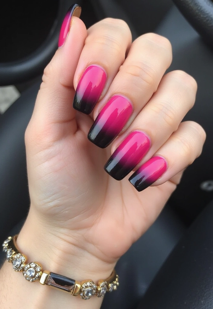 20 Chic Fuchsia and Black Nail Designs That Will Elevate Your Manicure Game! - 1. Classic Fuchsia and Black Ombre